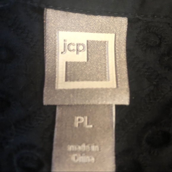 JC Penney Black eyelet button up top - Picture 7 of 8